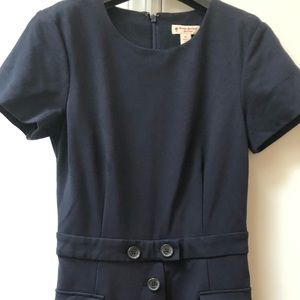 Brooks brothers ponte knit button detail a line dress xs navy